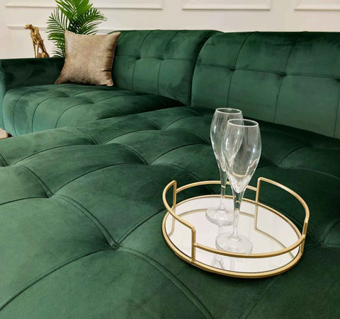 Luxury Oslo open plan cinema sofa with plush velvet upholstery, deep cushioned seating, extended chaise lounge, and spacious contemporary corner design.
