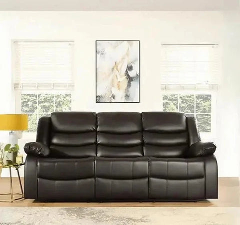 Modern brown air leather 3 seater recliner sofa for contemporary living rooms.