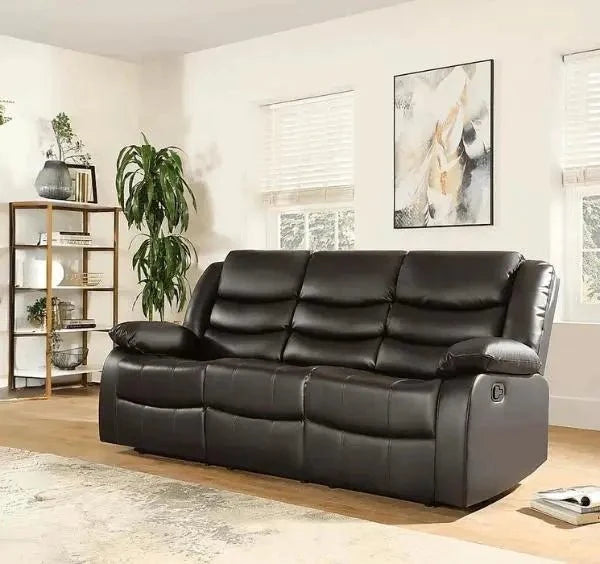 Luxury brown leather recliner sofa set designed for comfortable family living.