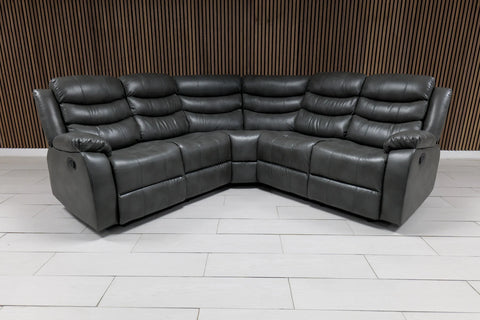 Large 5+ seater grey recliner corner sofa designed for comfortable family living rooms.