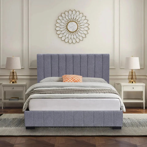 Roma grey velvet King Size bed frame