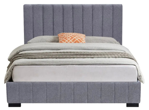 Roma grey velvet Single bed frame side view