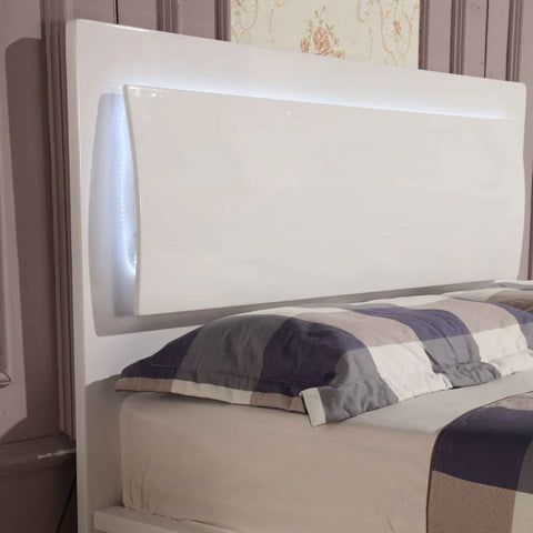 Slim LED High Gloss White Ottoman Storage Bed Frame – Double & King Size