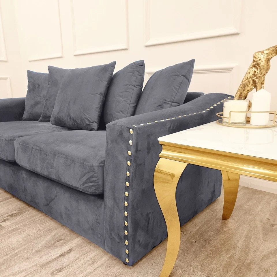 3 and 2 seater crushed velvet sofa set with plush scatter back cushions, deep comfortable seating, and elegant contemporary styling in a modern UK living room.