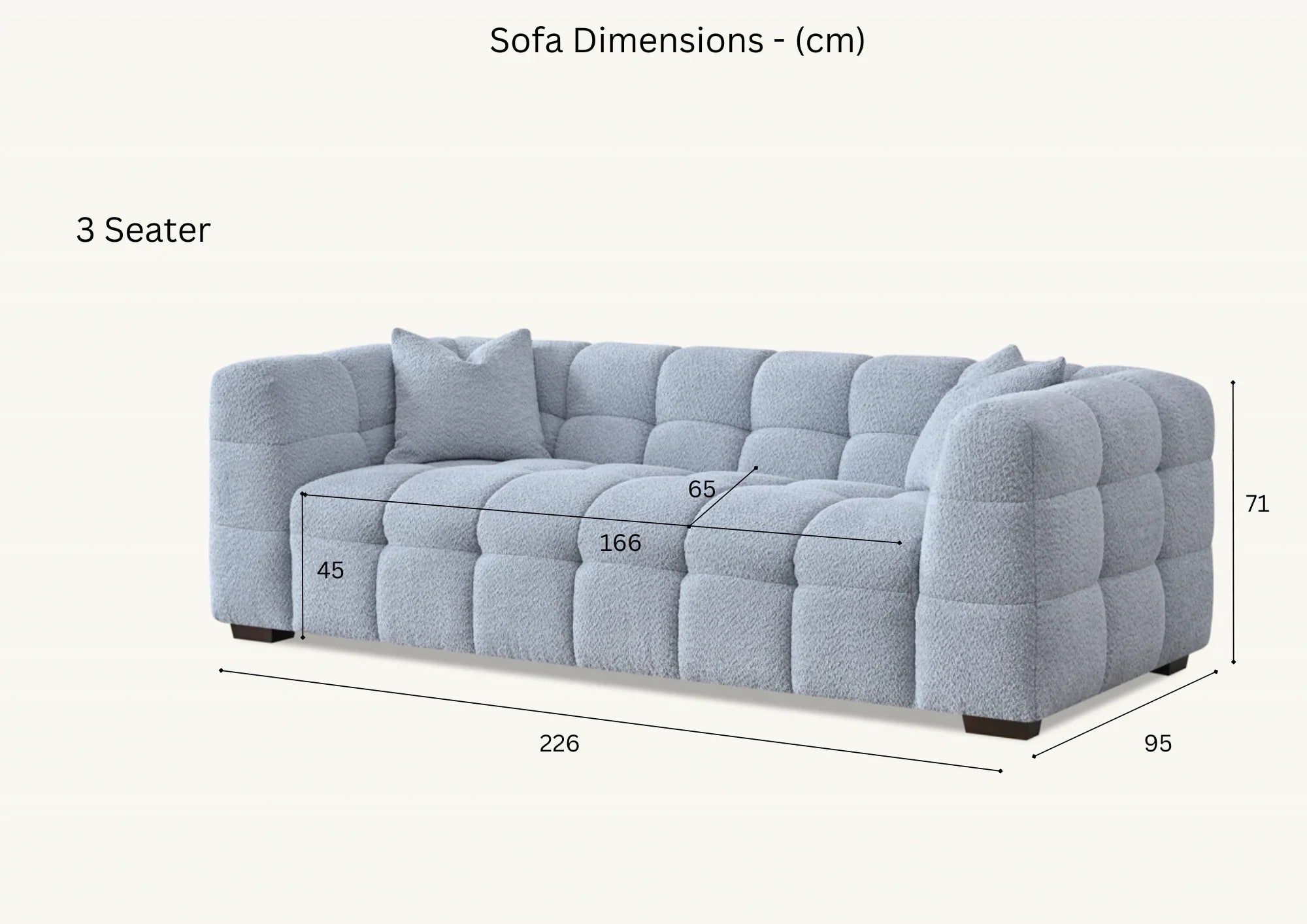 Luxury Tribeca oatmeal bouclé sofa with sculptural curved silhouette, deep channel stitching